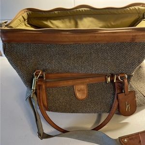 Vintage Hartmann Tweed/Leather Carry On Weekender Luggage, Shoulder Strap